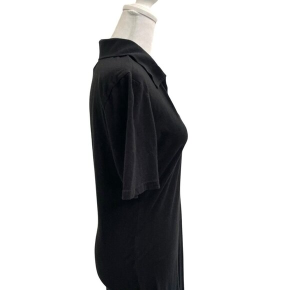 PACT Linen Blend Collared Split Neck T-Shirt Dress Classic Black size XS - Picture 2 of 7
